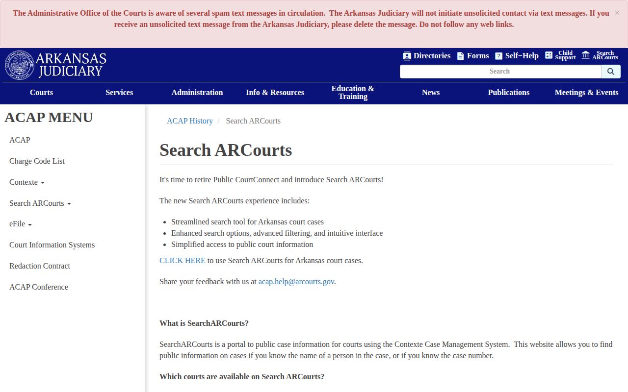 Searcy County booking disposition guidance on Search ARCourts