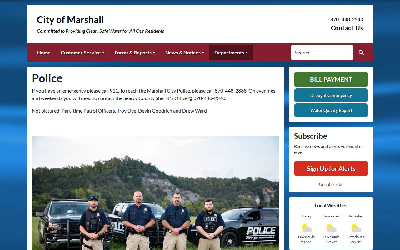 Marshall Police official page for Searcy County arrest records
